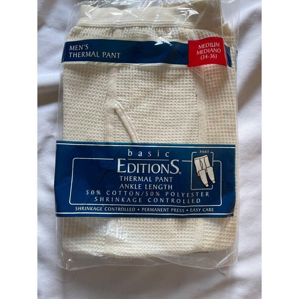 Basic Editions Mens Thermal Pant Ankle Length Medium 34-36 Shrinkage Controlled